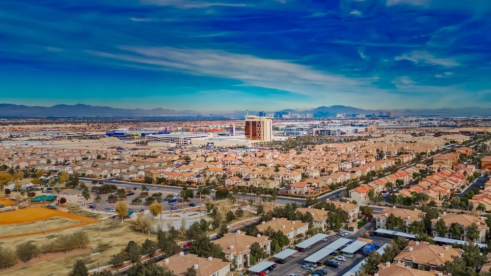 aerial view of las vegas valley homes